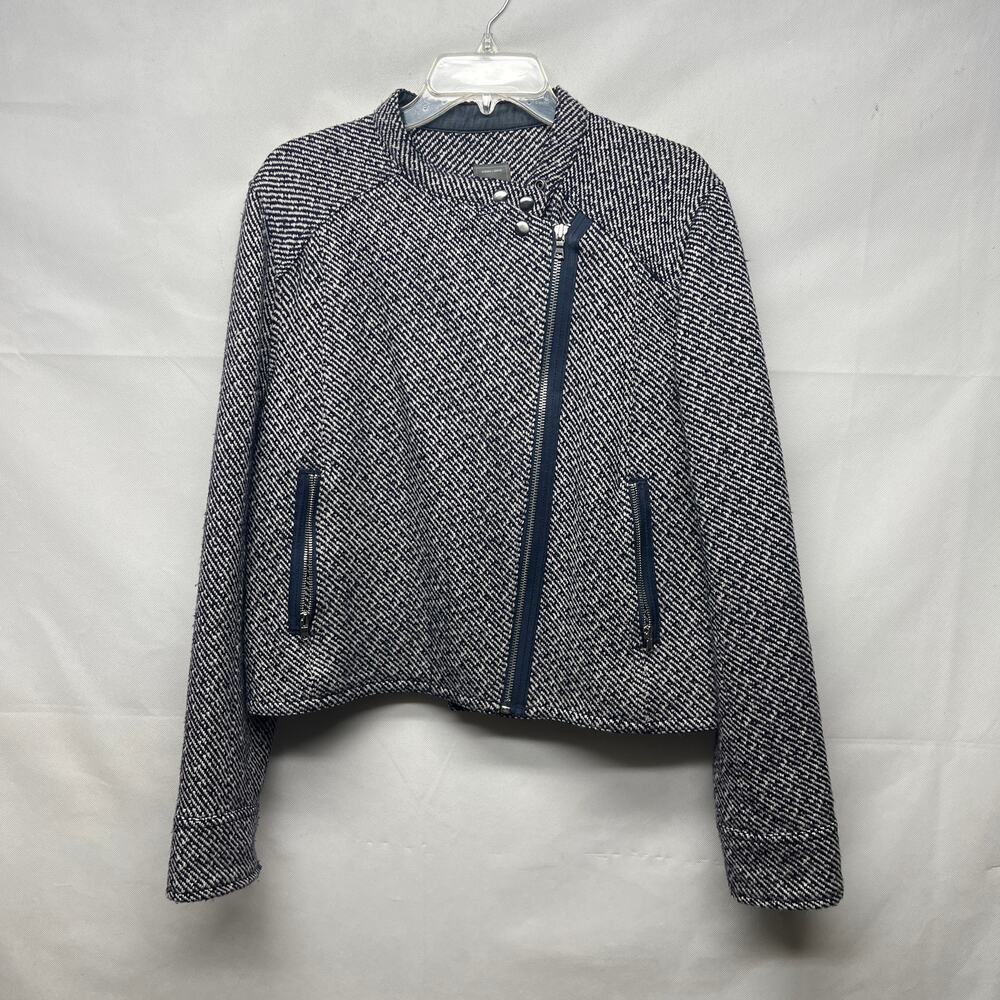 Gap Crop Moto Heavy Wool Twill Women's Jacket Navy & White Size XL